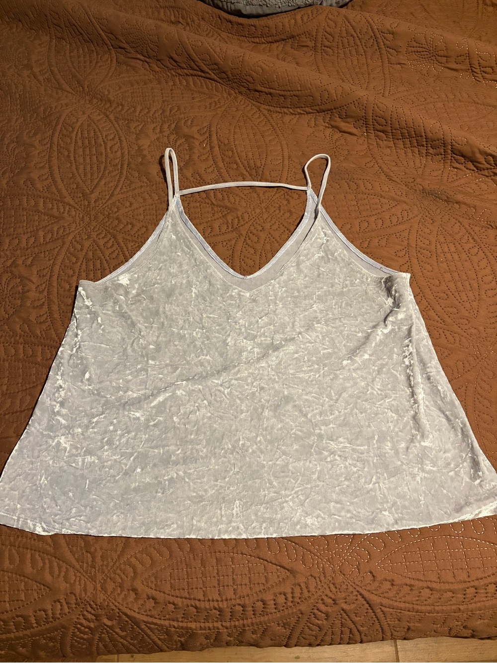 Light Blue Velvet V-Neck Spaghetti Strap Tank Top